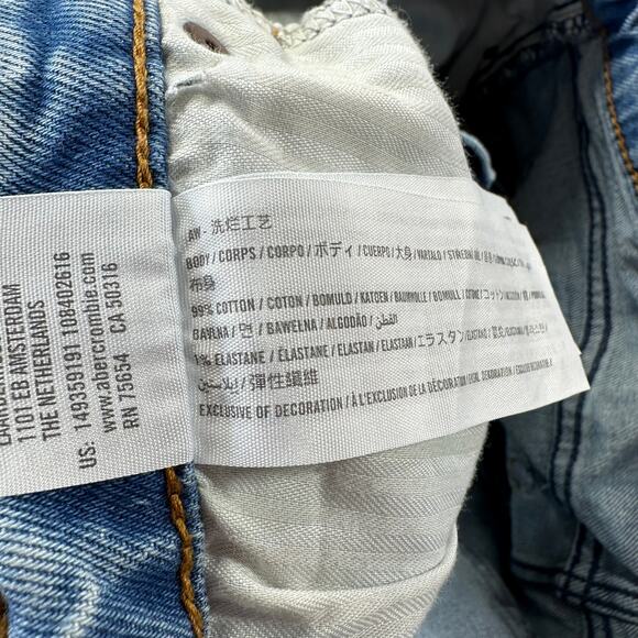 Abercrombie & Fitch Shorts Womens 27 Blue High Rise Mom Denim Distressed Raw Hem - Picture 4 of 11